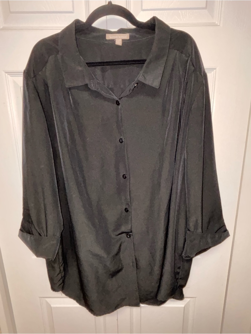 Woman Within Button-Front Black Blouse 3XL